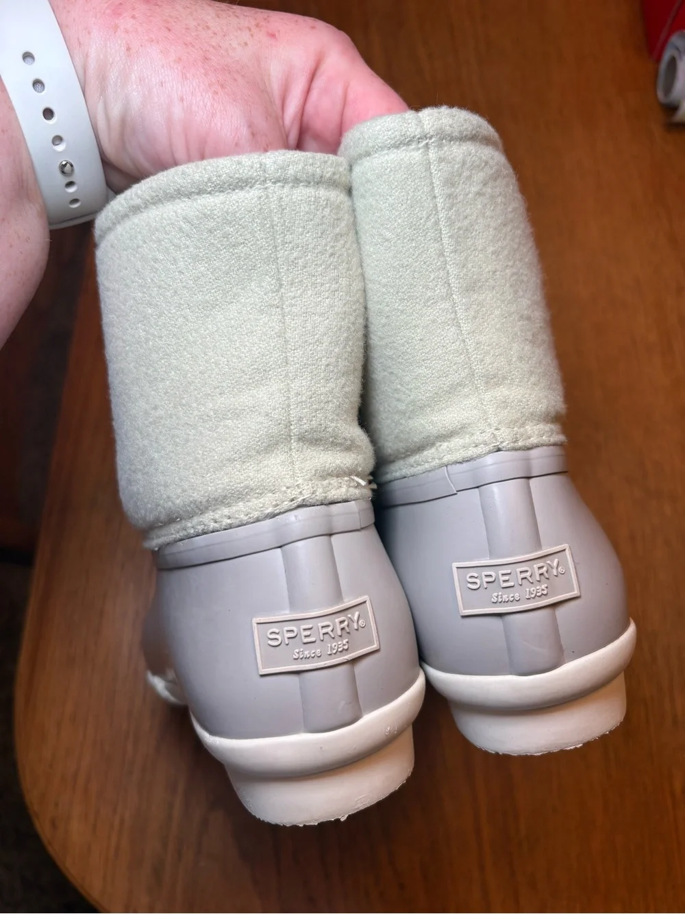 Sperry‎ Saltwater Wool Duck Boots Gray Ivory Women’s Size 8